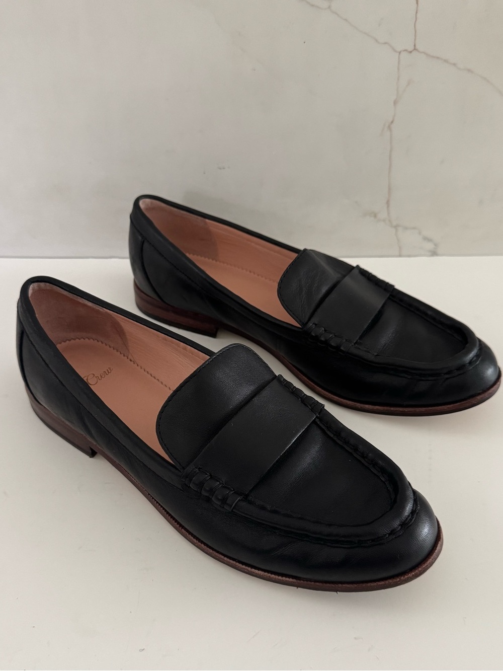 Women’s J Crew Preppy Penny Loafer Leather Sole Black Size 8.5